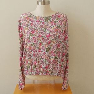 LOFT Multicolored Floral Cropped Blouse